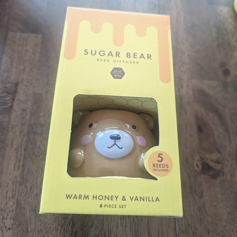 Sugar Bear Warm Honey & Vanilla Reed Diffuser - Cute Bear Ceramic